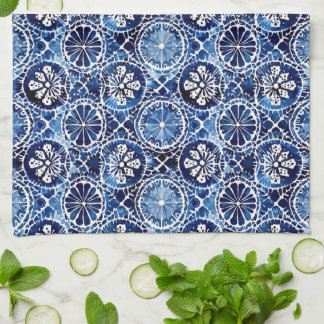 Toalla de cocina en mosaico azul