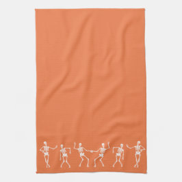 Toalla de cocina esquelética del baile (naranja)