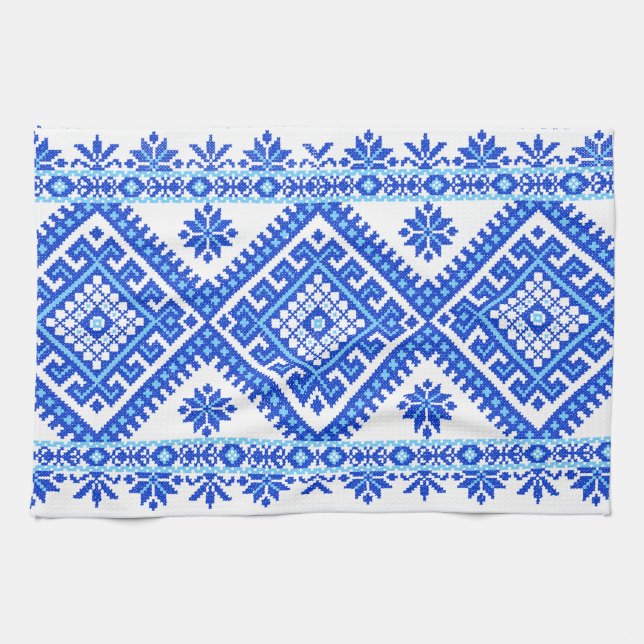 Toalla de cocina estampado de cruz ucraniana azul (Horizontal)