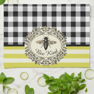 Toalla de cocina estilo granja amable con las abej