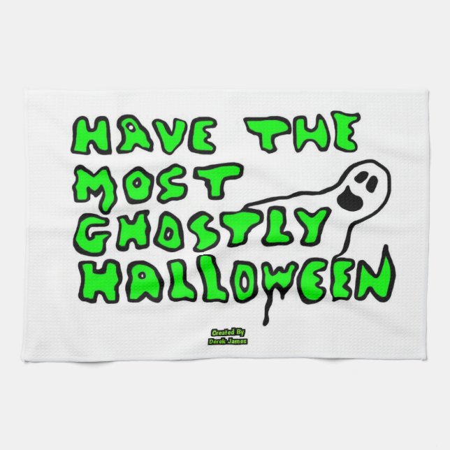 Toalla de cocina fantasmal de Halloween (Horizontal)