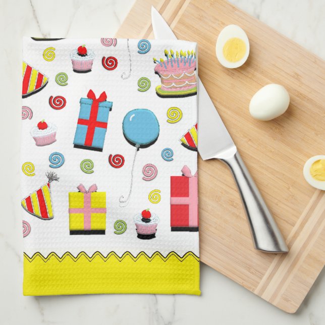Toalla de cocina feliz cumpleaños (Doblado Cuarto)