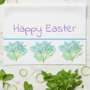 Toalla de cocina Feliz Pascua Lillies
