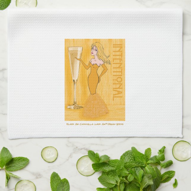 Toalla de cocina femenina de champán intencional (Doblado)