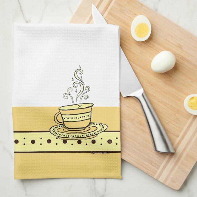 Toalla de cocina Figdewdrop Relax Cup Gold Acorn (Doblado Cuarto)