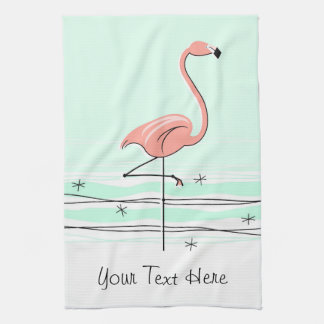 Toalla de cocina Flamingo Aqua Text