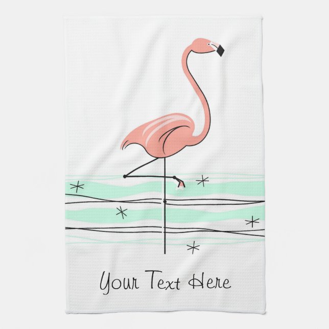 Toalla de cocina Flamingo Ocean Text (Vertical)