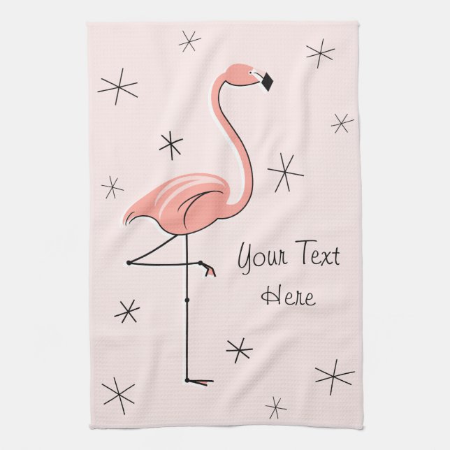 Toalla de cocina Flamingo Pink Text (Vertical)