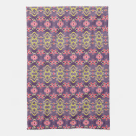 Toalla de cocina floral acuarela púrpura y rojo