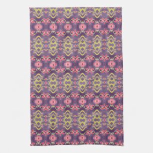 Toalla de cocina floral acuarela púrpura y rojo