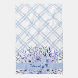 Toalla de cocina floral azul PERSONALIZADA