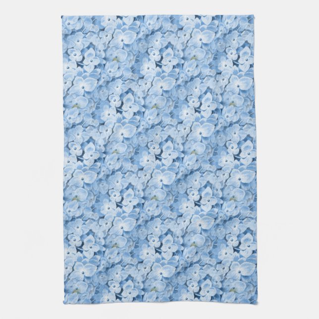 Toalla de cocina floral Blue Hydrangeas (Vertical)