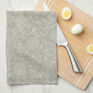 Toalla de cocina floral de casa de campo gris muda