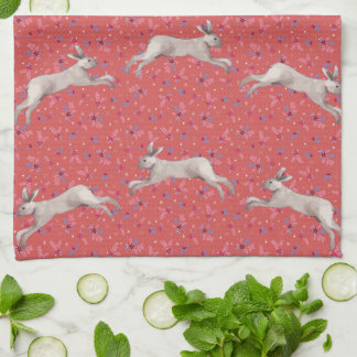 Toalla de cocina floral de color marrón rojo