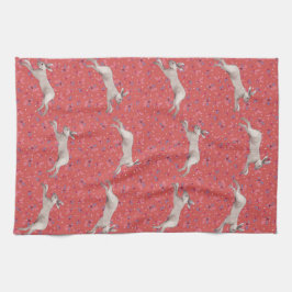 Toalla de cocina floral de color marrón rojo