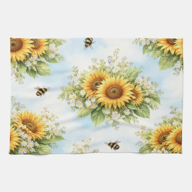 Toalla de cocina floral de girasol (Horizontal)