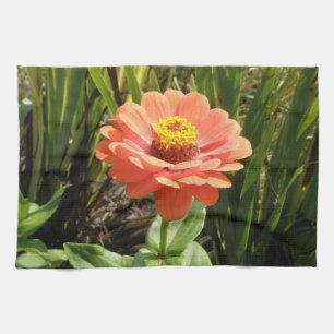 Toalla de cocina floral de la naranja Zinnia