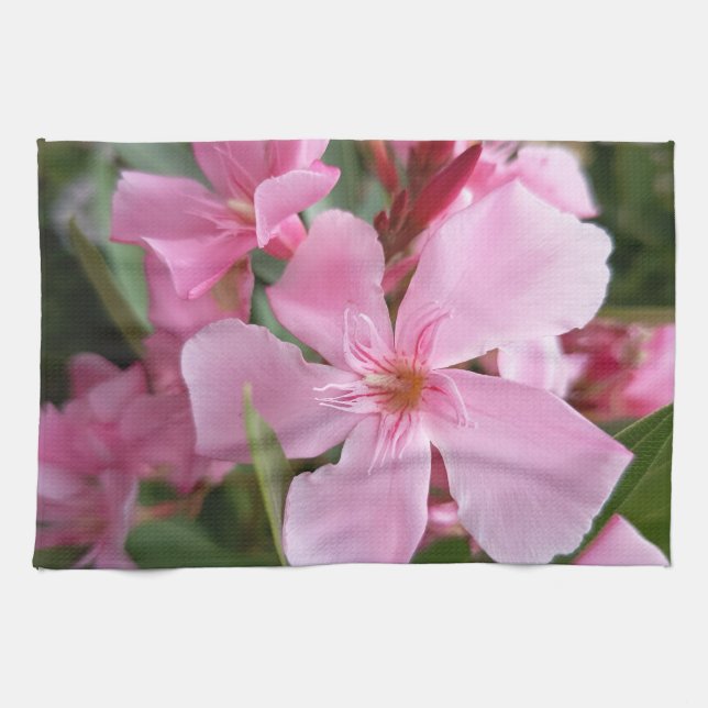 Toalla de cocina floral de oleandro rosa (Horizontal)