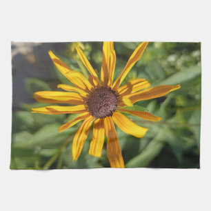 Toalla de cocina floral de Susan con ojos negros d
