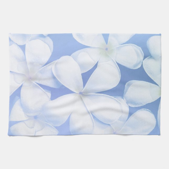Toalla de cocina floral del bígaro blanco elegante (Horizontal)