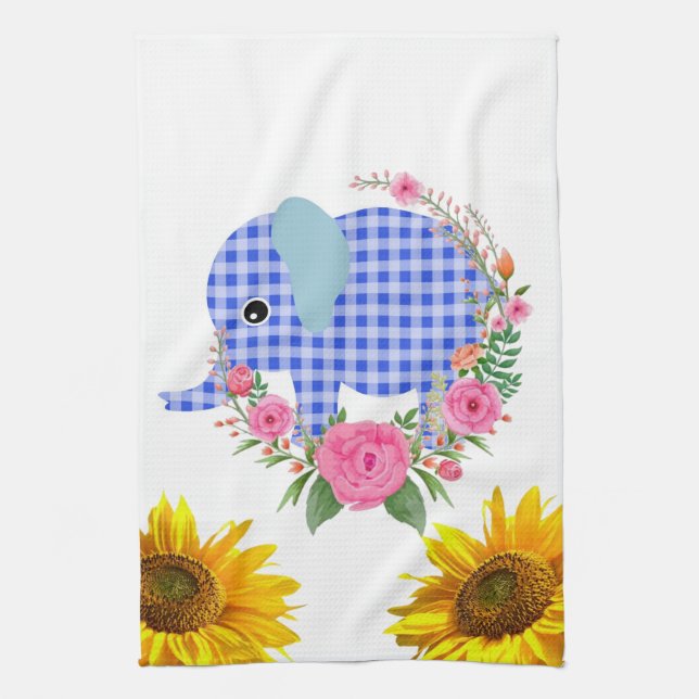 Toalla de Cocina Floral Elefante de Mariposa de Gi (Vertical)