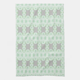 Toalla De Cocina Floral Gris Y Mint Green