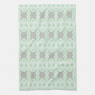 Toalla De Cocina Floral Gris Y Mint Green