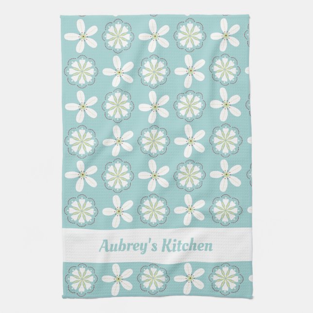 Toalla de cocina floral moderna personalizado (Vertical)