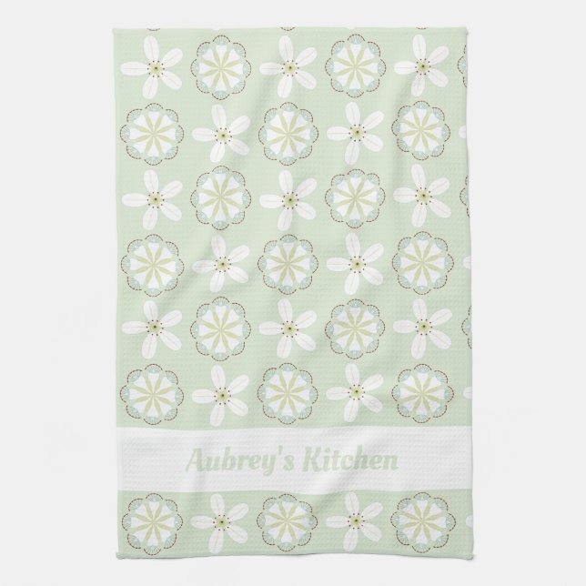 Toalla de cocina floral moderna personalizado (Vertical)
