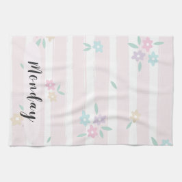 Toalla de cocina floral pastel del lunes
