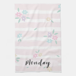 Toalla de cocina floral pastel del lunes