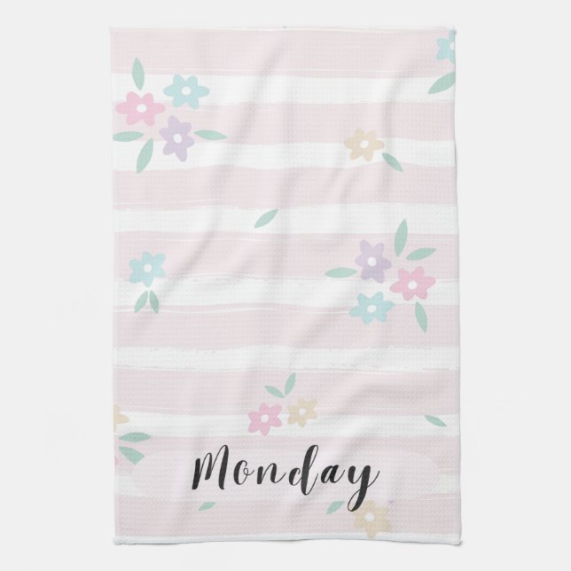 Toalla de cocina floral pastel del lunes (Vertical)