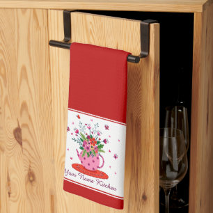 Toalla de cocina floral personalizada
