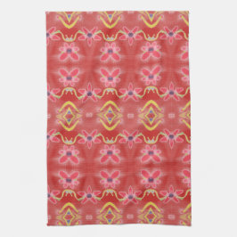 Toalla de cocina floral rojos con púrpura
