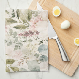 Toalla de cocina floral romántica - Jardín acuarel
