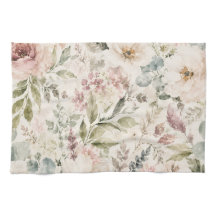 Toalla de cocina floral romántica - Jardín acuarel