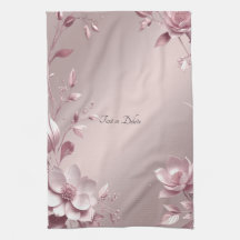Toalla de cocina floral rosa delicada