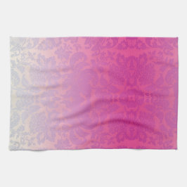 Toalla de cocina floral rosa Ombre Damask