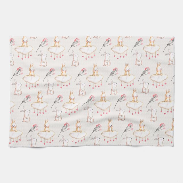 Toalla de cocina floral simple de Pascua del (Horizontal)