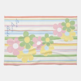 Toalla de cocina "Flores y rayas"