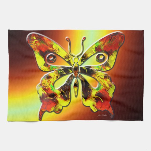 Toalla de cocina Fractal Butterfly Art 1 (Horizontal)