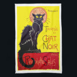 Toalla de cocina francesa del cabaret de Tournee<br><div class="desc">Esta toalla de cocina temática felina hermosa para los amantes del gato y los admiradores del arte Nouveau ofrece la publicidad de poster el lugar francés Le Chat Noir del cabaret, abierto en 1881 en 84 el bulevar Rochechouart en el distrito de Montmartre de la ciudad de París por Rodolphe...</div>