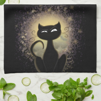 Toalla de cocina - gato negro en luz