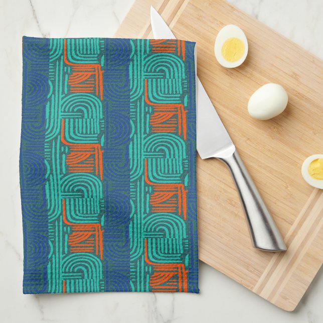 Toalla de cocina geométrica de color naranja cromo (Subido por el creador)