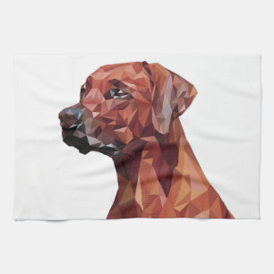Toalla de cocina geométrica marrón para perro