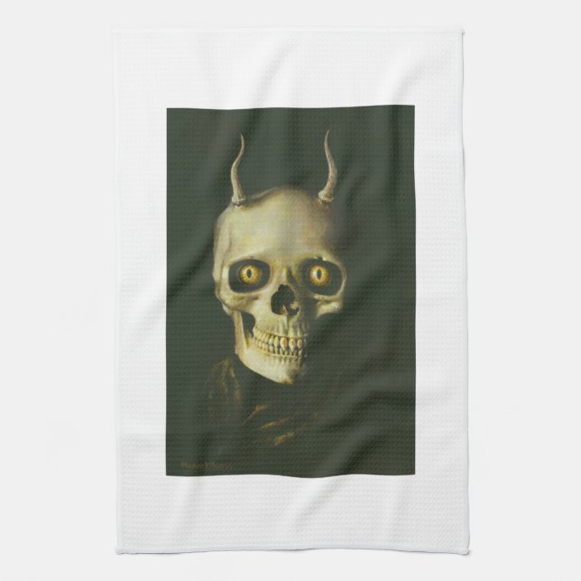 Toalla de cocina gótica de la calavera (Vertical)