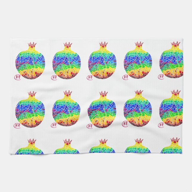 Toalla de cocina granada de mosaico (Horizontal)