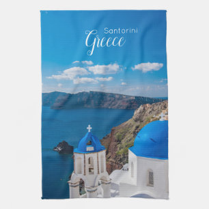 Toalla de cocina griega escénica de Santorini Grec