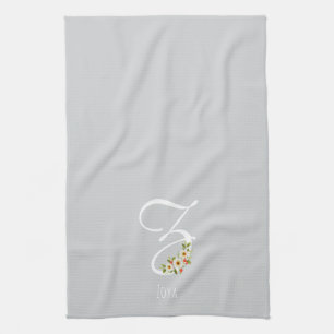Toalla de cocina gris con monograma Regalo de inau