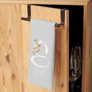 Toalla de cocina gris con monograma Regalo de inau